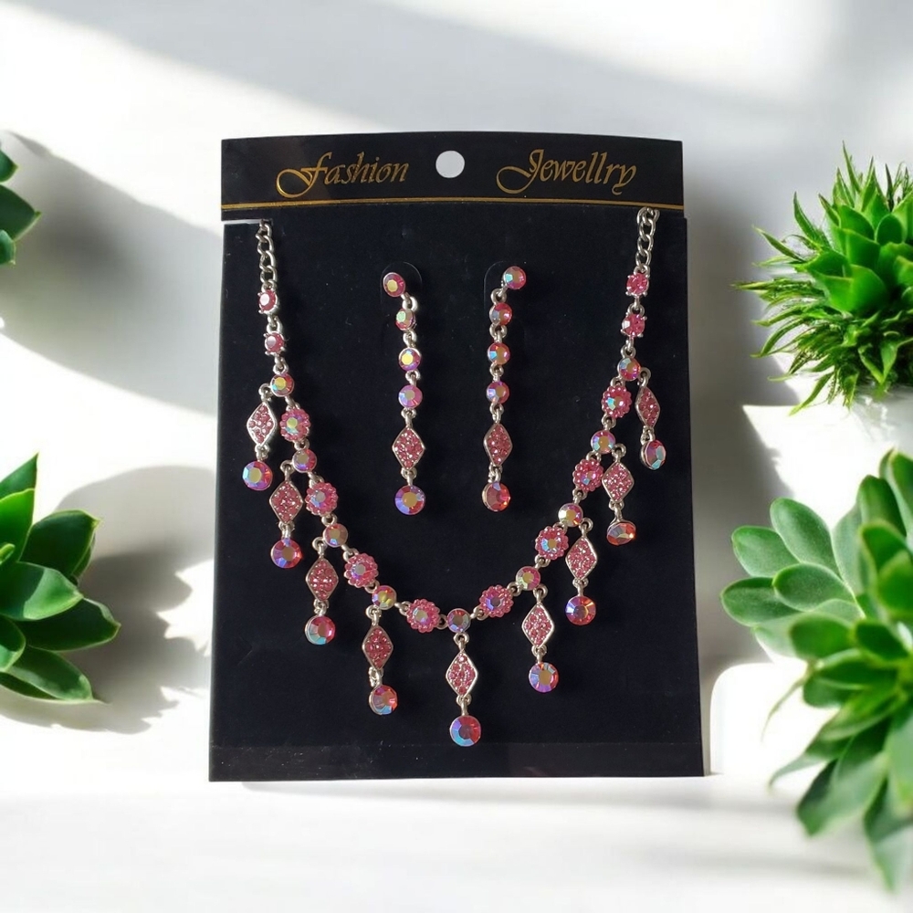 Vtg. Elegant Set Sparkly AB Glass Heavy Crystals Stones